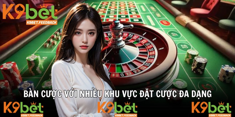 Bàn cược với nhiều khu vực đặt cược đa dạng